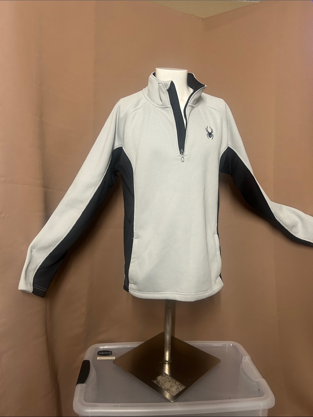 Spyder Men’s Light Gray and Dark Gray Half-Zip Sweater